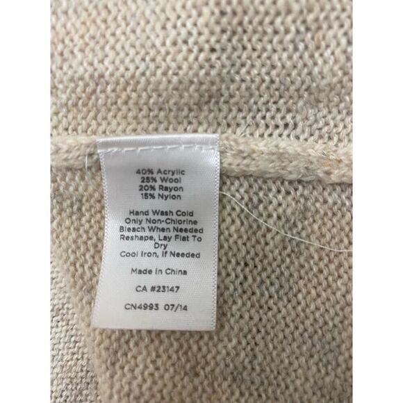 Talbots Petite Wool Blend Long Cardigan Cream Open Front Size Mp - Picture 5 of 6